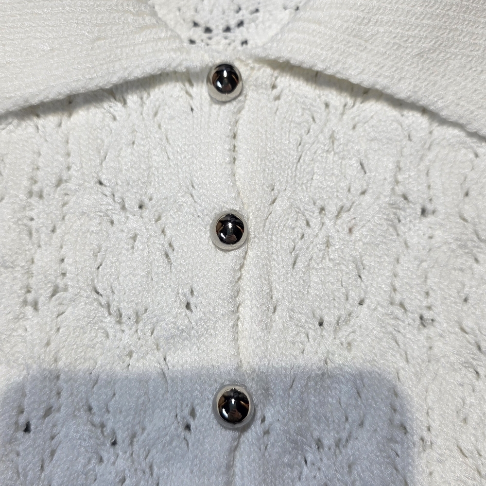 NWT Milk & Honey Crotchet Cable Elegant Cream Women's Cardigan Size Large 21 - Picture 3 of 5